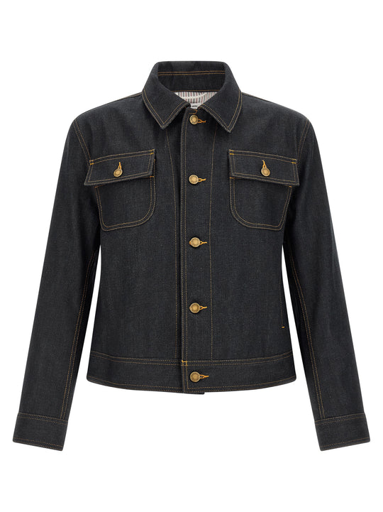 Japanese Selvedge Denim Jacket Puffer Jackets Blue