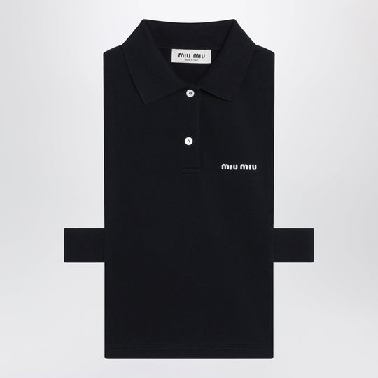 Blue Piqué Top With Logo