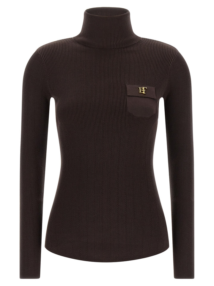 Elisabetta Franchi Tricot Turtleneck Sweaters and Cardigans - Brown | 3f2ead582322272ded07be14acc6c3be6eb3df7a