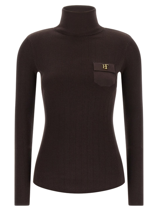 Tricot Turtleneck Sweaters And Cardigans Brown