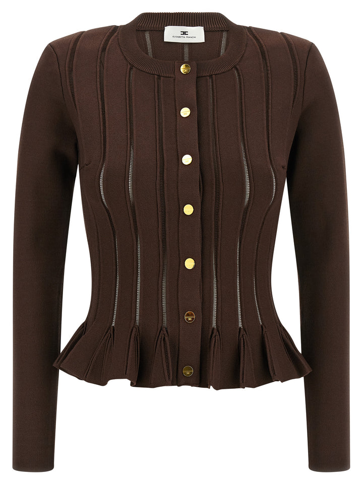 Elisabetta Franchi Cardigan Trama À Jour Sweaters and Cardigans - Brown | aa44b510f9d0c53dae48fa526c6dc52035918b8a