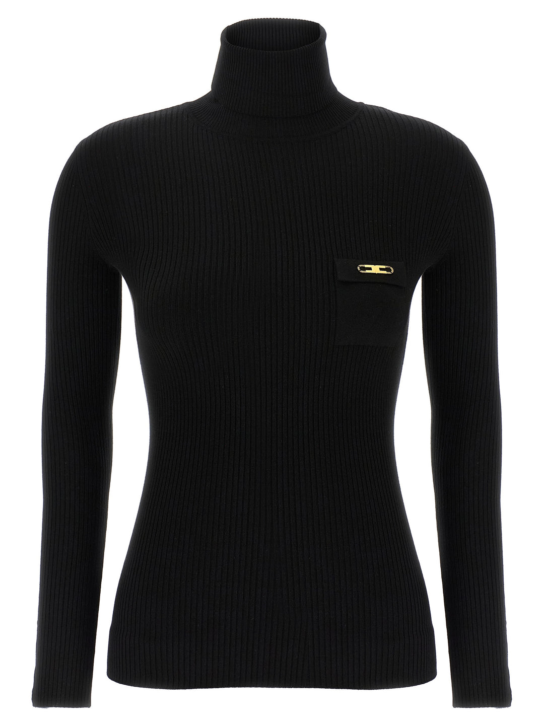 Elisabetta Franchi Ribbed Turtleneck Sweater Sweaters and Cardigans - Black | 99772b8f7780e08ff9368be5181972985c243da9