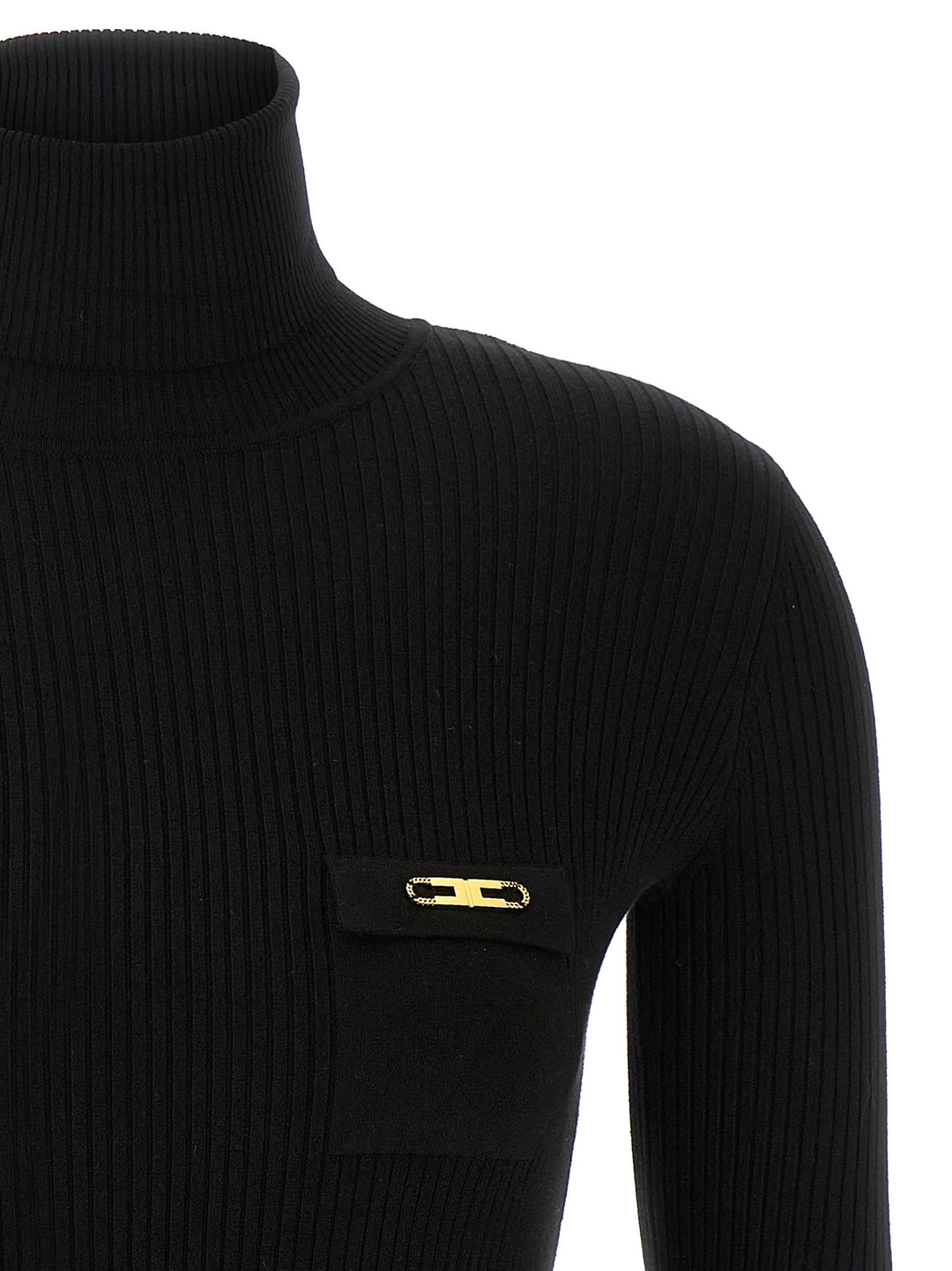 Elisabetta Franchi Ribbed Turtleneck Sweater Sweaters and Cardigans - Black | 01385cc632ecd668e8d37eda048e50188baad56d