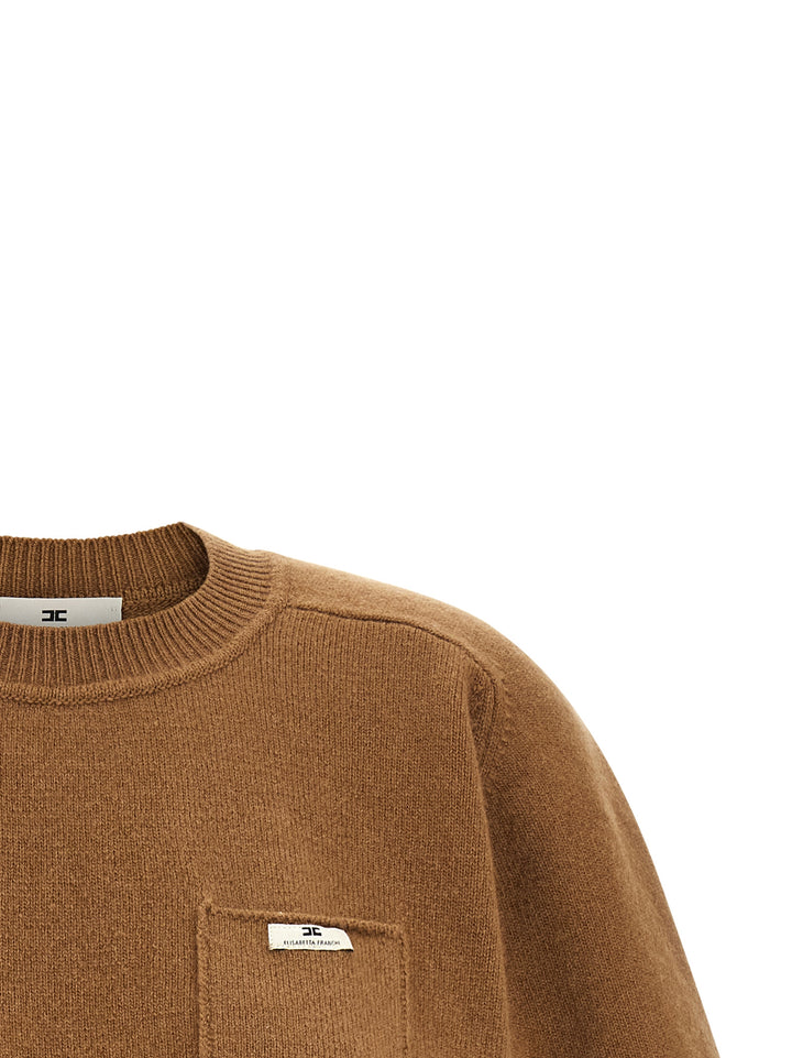Elisabetta Franchi Wool And Cashmere Top Tops - Brown | 42acd11e6adad6232c5594893616435c81e58f1b