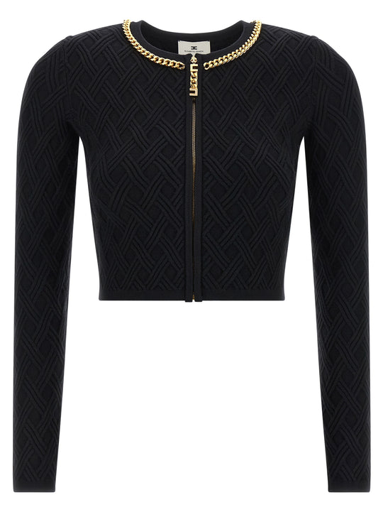 Jewel Zip Puller Cardigan Sweaters And Cardigans Black