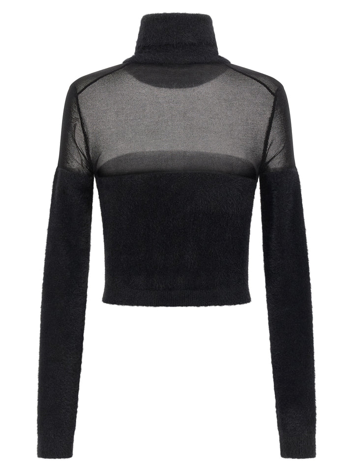 Elisabetta Franchi Brushed Insert Turtleneck Sweater Sweaters and Cardigans - Black | 6e77ea3f4350ef984499d64422b7ceb27cbc208d
