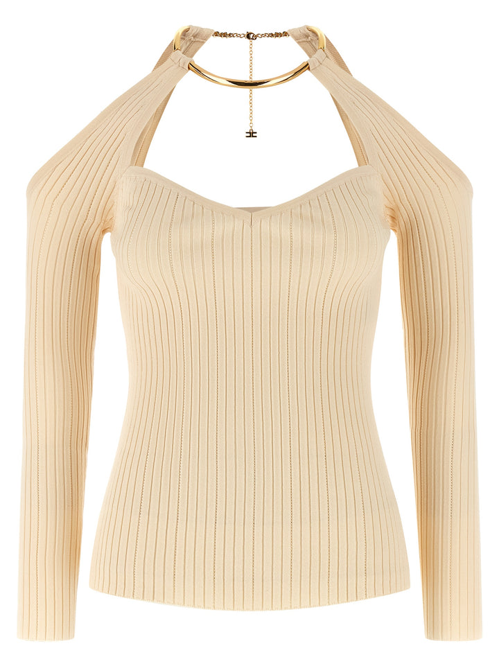 Elisabetta Franchi Necklace Sweater Sweaters and Cardigans - Beige | d2bb044d58351a029d4d50f1a2fce9007befe262