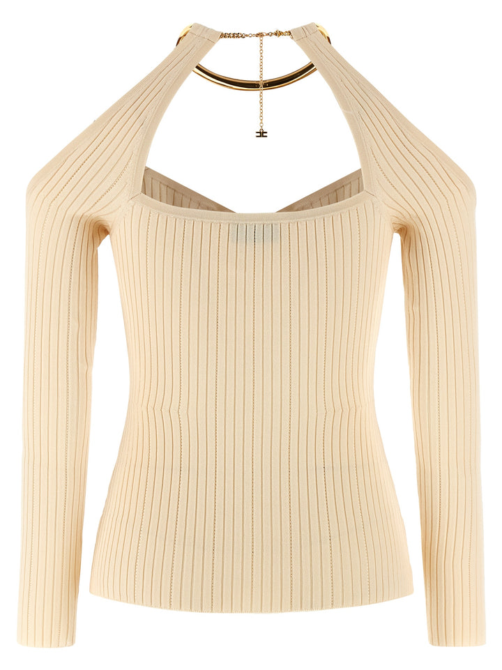 Elisabetta Franchi Necklace Sweater Sweaters and Cardigans - Beige | f237c6a9a42107d3596c35db0d5de0868587d22b
