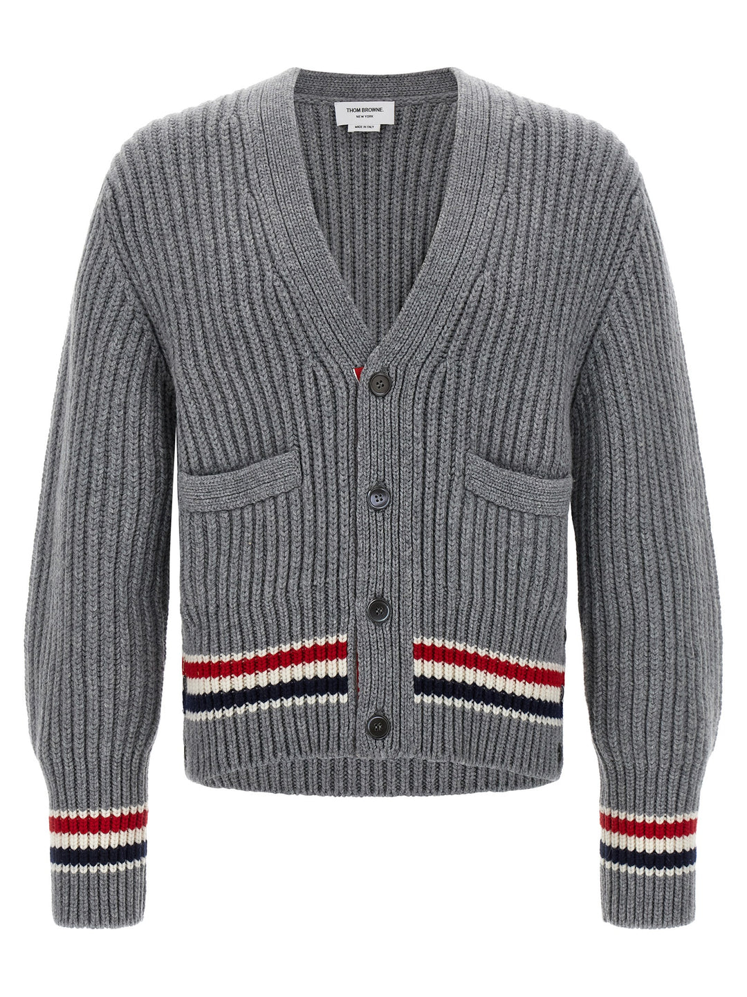 Thom Browne Rwb Tape Cardigan Sweaters and Cardigans - Gray | 5f6d0ec8a74902e9fc6389dfa0386320fb6c1c40