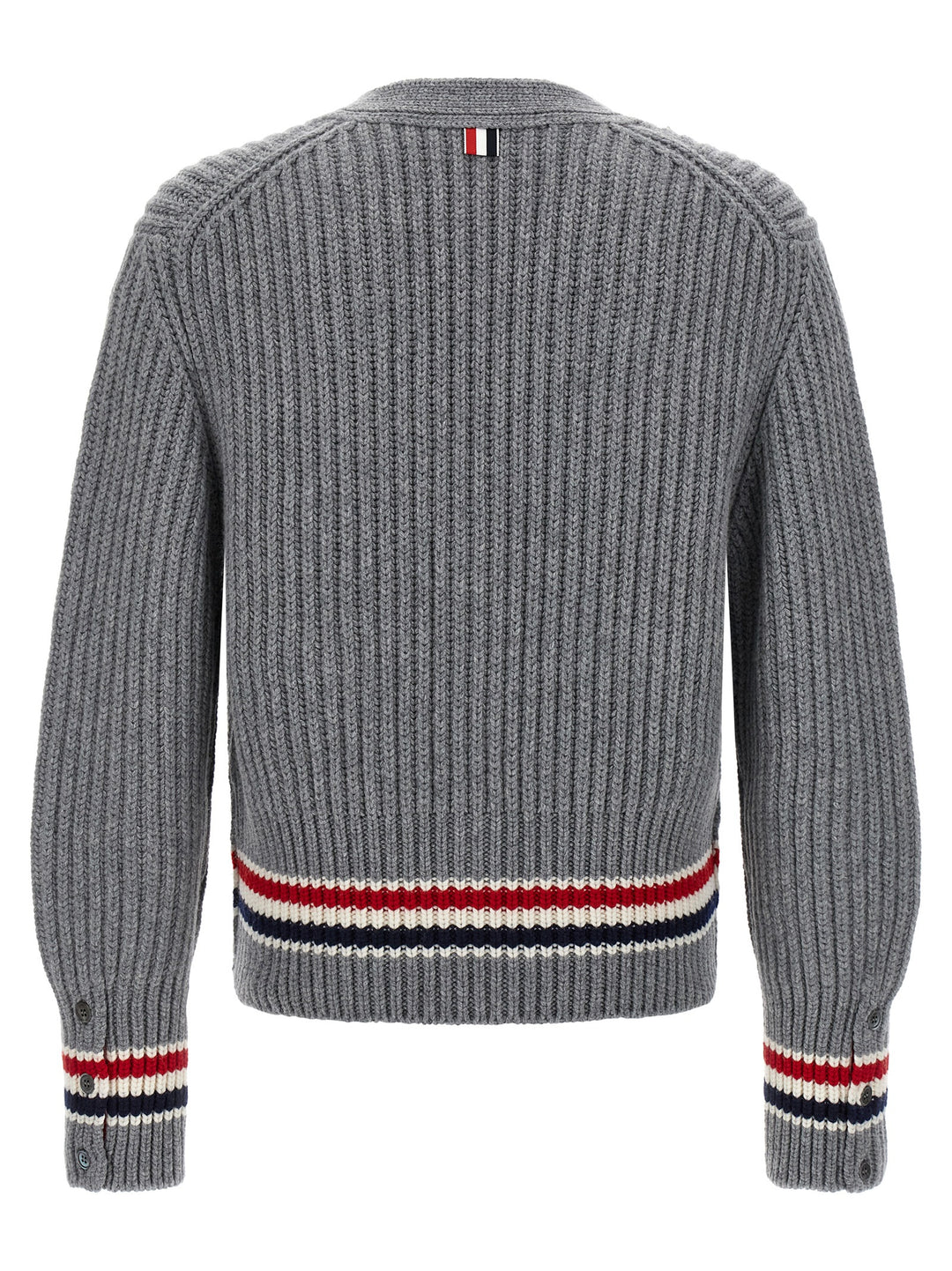 Thom Browne Rwb Tape Cardigan Sweaters and Cardigans - Gray | 54894aac09c2de2f2e6ce6e21a0648d47e39c194