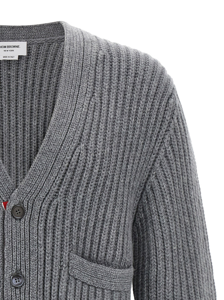 Thom Browne Rwb Tape Cardigan Sweaters and Cardigans - Gray | ac2ed39f78d9a0e710df4a22283e36a5ad80b75a