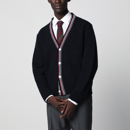 Navy Blue Hector Wool And Mohair Cardigan