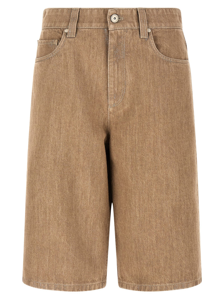 Brunello Cucinelli Lamé Denim Bermuda Shorts Bermuda and Short - Beige | 5746f747ebf8843cd5508cdb5340a9969304f8e0