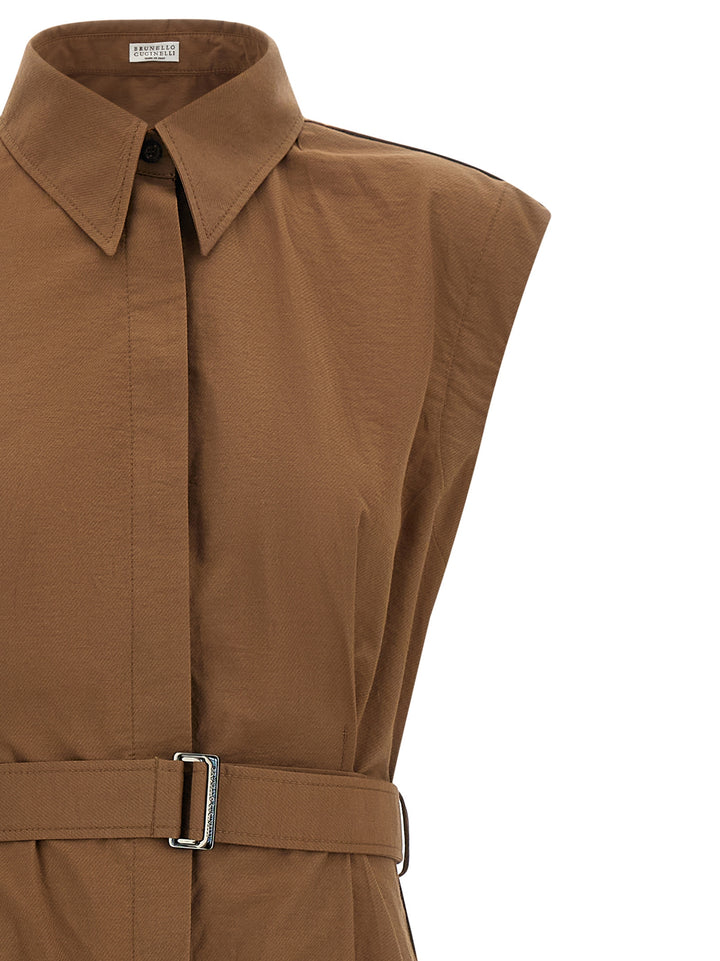 Brunello Cucinelli Chemisier Dress Dresses - Brown | b54c17c19b1a1869411a4f8b0adb8a0f2cb82a27