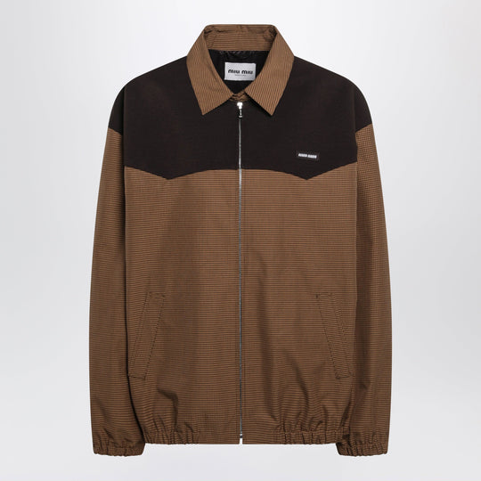 Oversized Vichy Check Blouson In Caramel