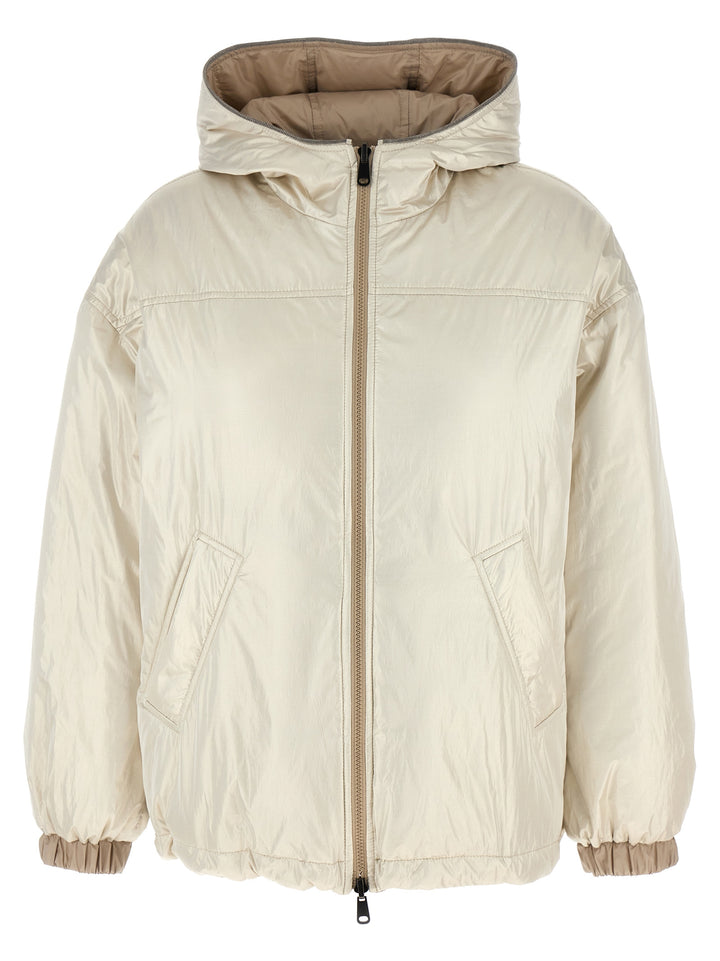 Brunello Cucinelli Laminated Reversible Down Jacket Puffer Jackets - Beige | 131cdc0da1031bbf0b905b0f10fc9adfe072b2bc