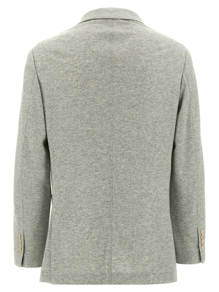 Brunello Cucinelli Single-Breasted Cashmere Blazer - Gray | d5232e914eb6583cf389cf432029785735c92e75