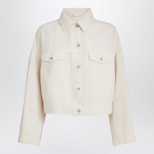 Garment-Dyed Cotton And Linen Outerwear With Monile Detail