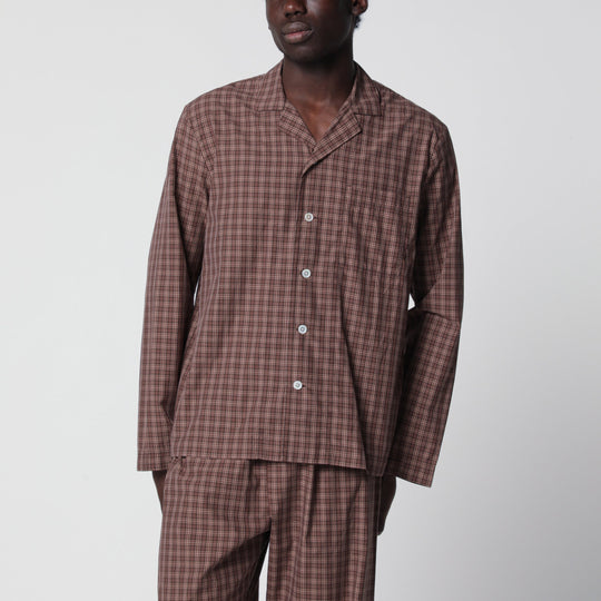 Serra-Colored Cotton Pajama Shirt With Check Pattern