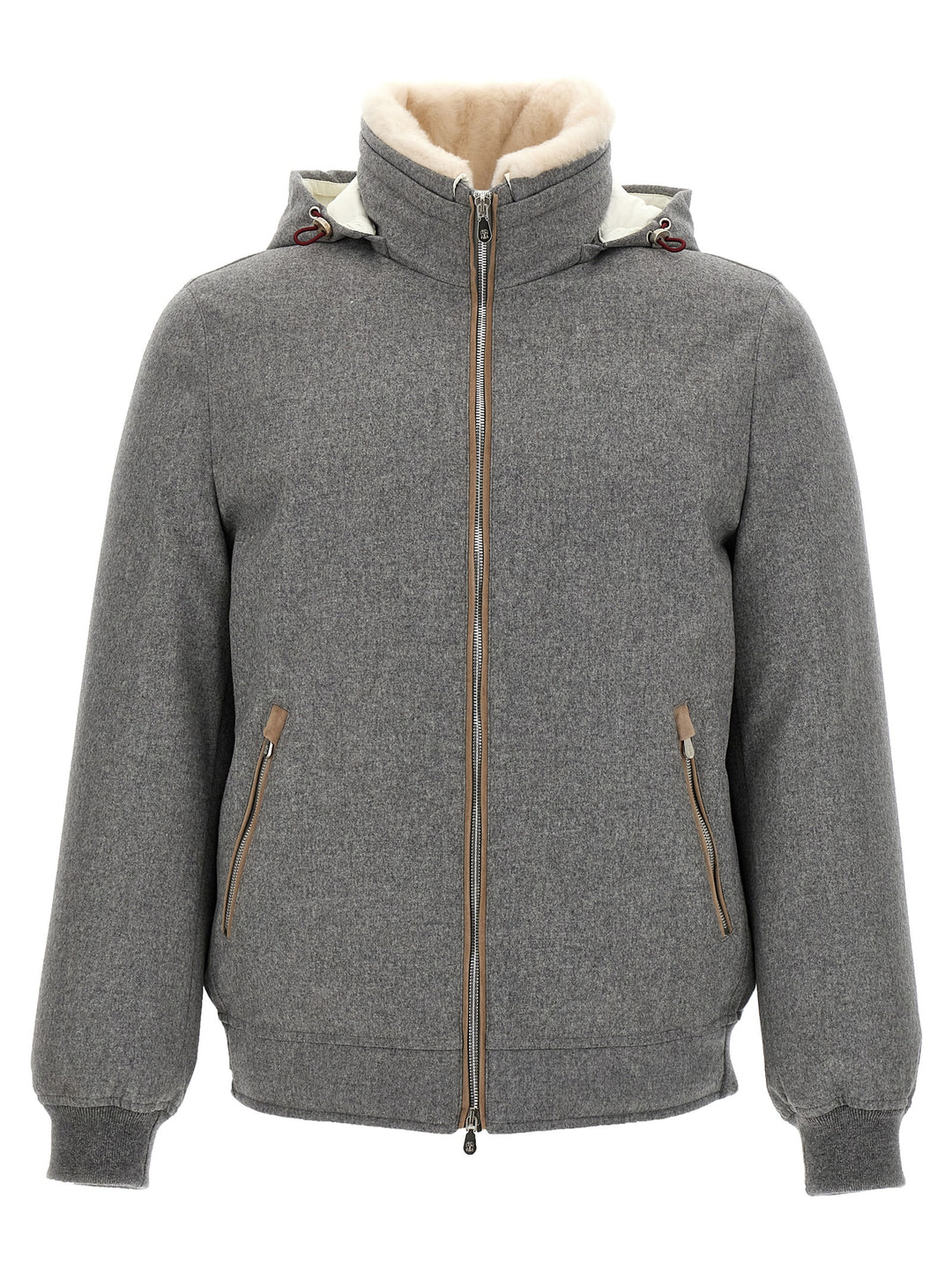 Brunello Cucinelli Sherling Neck Bomber Jacket Puffer Jackets - Gray | a9b9dbf44c39ebe85a5d54a194146a80ad8cacbf