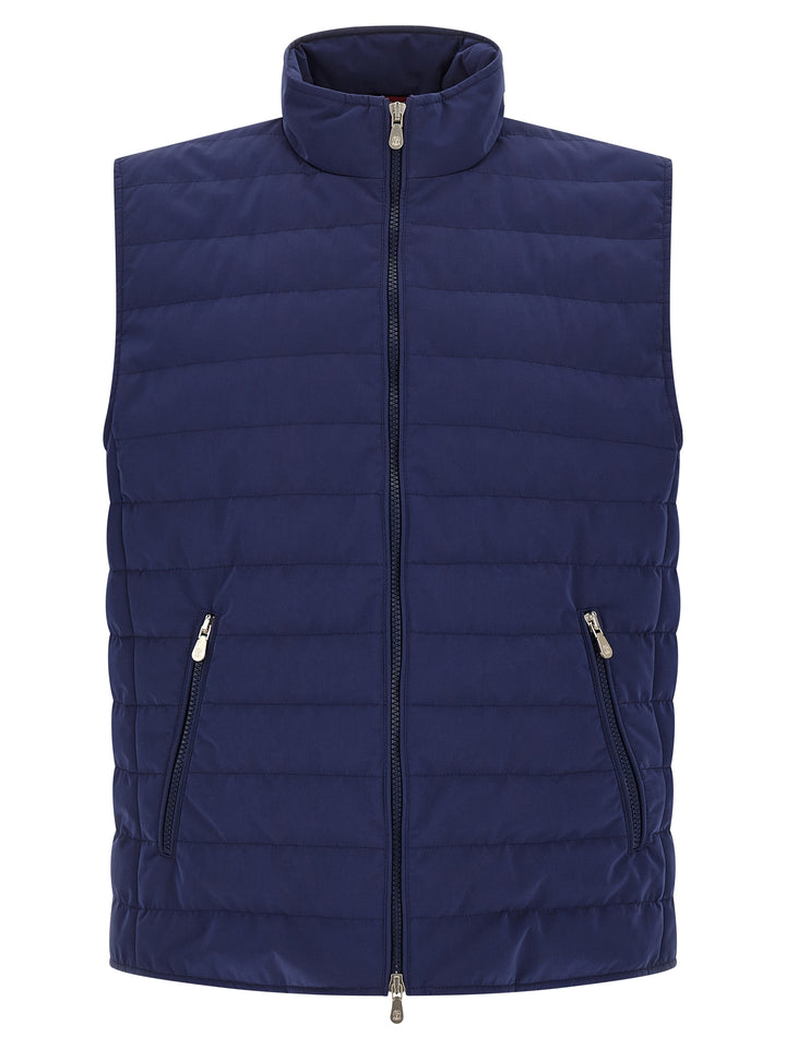 Brunello Cucinelli Quilted Vest Gilet - Blue | 1cf1a847432eaf31fd564c2f6db21a6b7bae225e