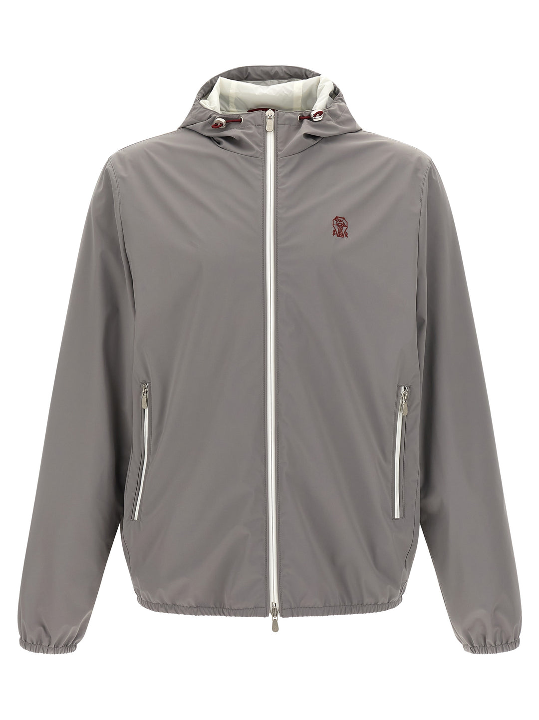 Brunello Cucinelli Logo Embroidery Windbreaker Puffer Jackets - Gray | ad7de894d0abb973d0396fa2775971eeeb0245e2