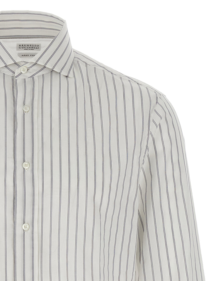 Brunello Cucinelli Striped Canvas Shirt Shirt and Blouse - White | 49cd708f4ec66944722dad9652e3cb34cfa3d65a