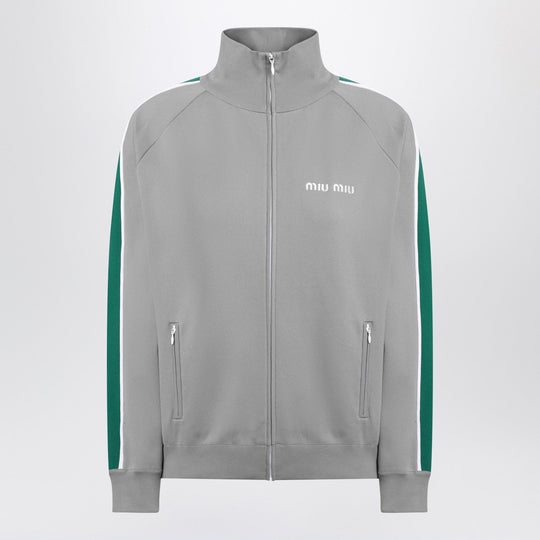 Grey/Green Zip Sweatshirt In Technical Knit