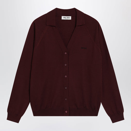 Cardigan In Amaranth Wool