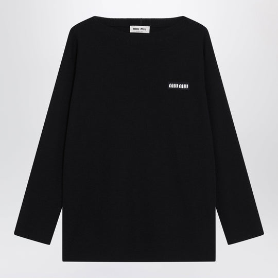 Blue Virgin Wool Sweater With Logo Intarsia