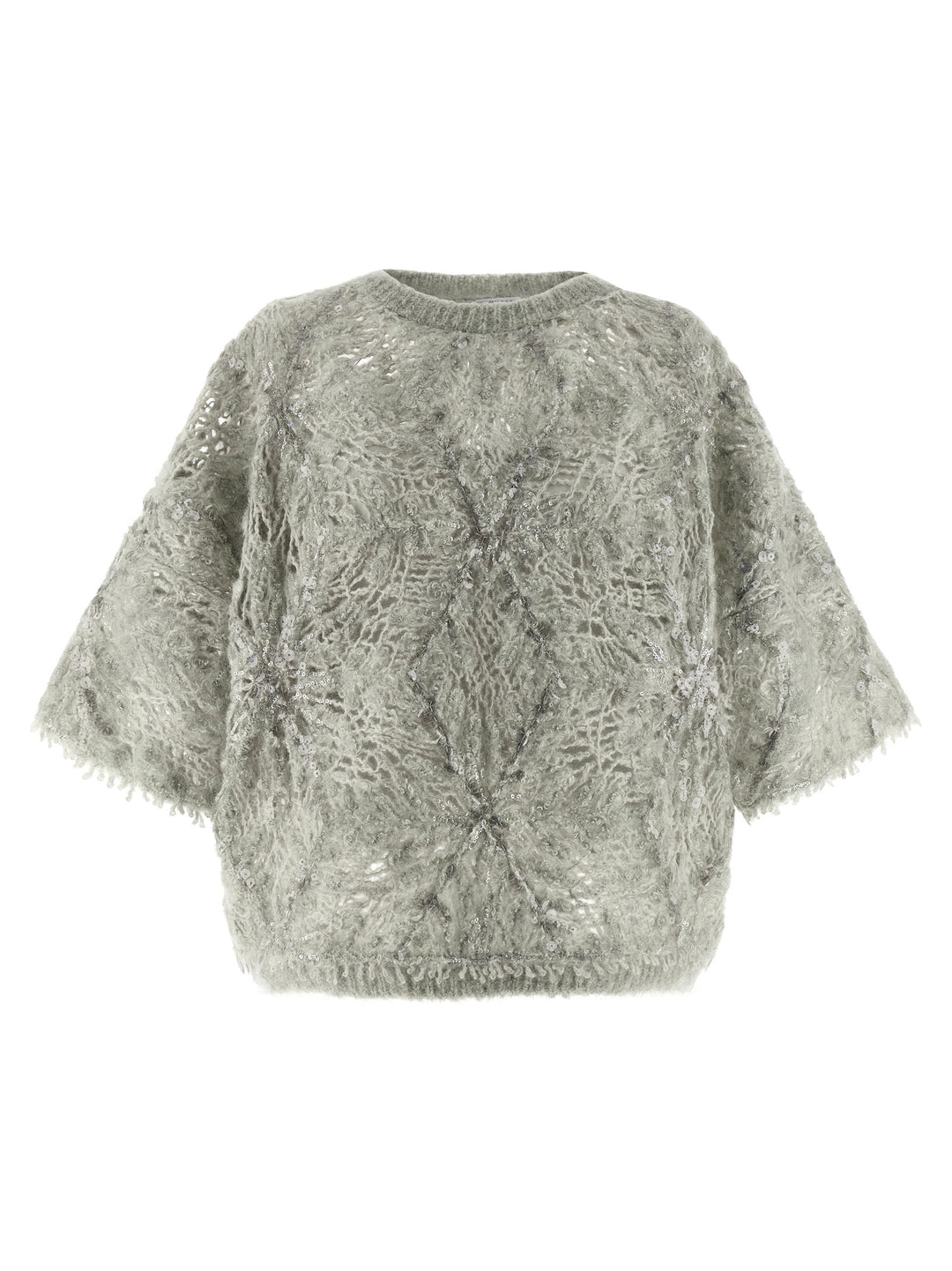 Brunello Cucinelli Sequin Sweater Sweaters and Cardigans - Gray | b1db45541620a11a1d21e80e169a5305ee586f29