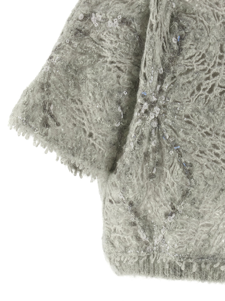 Brunello Cucinelli Sequin Sweater Sweaters and Cardigans - Gray | bb474eb9c98b11e700f43eeff5b8f9508e34d3fa