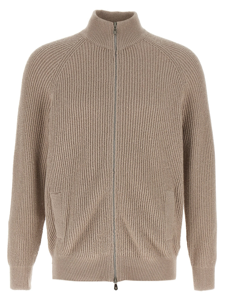 Brunello Cucinelli Zip Cardigan Sweaters and Cardigans - Beige | a4c295d7198e75ddd0ffced2fb1fda0a2cd9b937