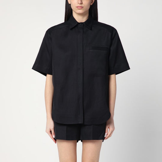 Black Shirt In Viscose And Linen