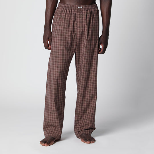 Serra-Colored Cotton Pajama Pants With Check Pattern