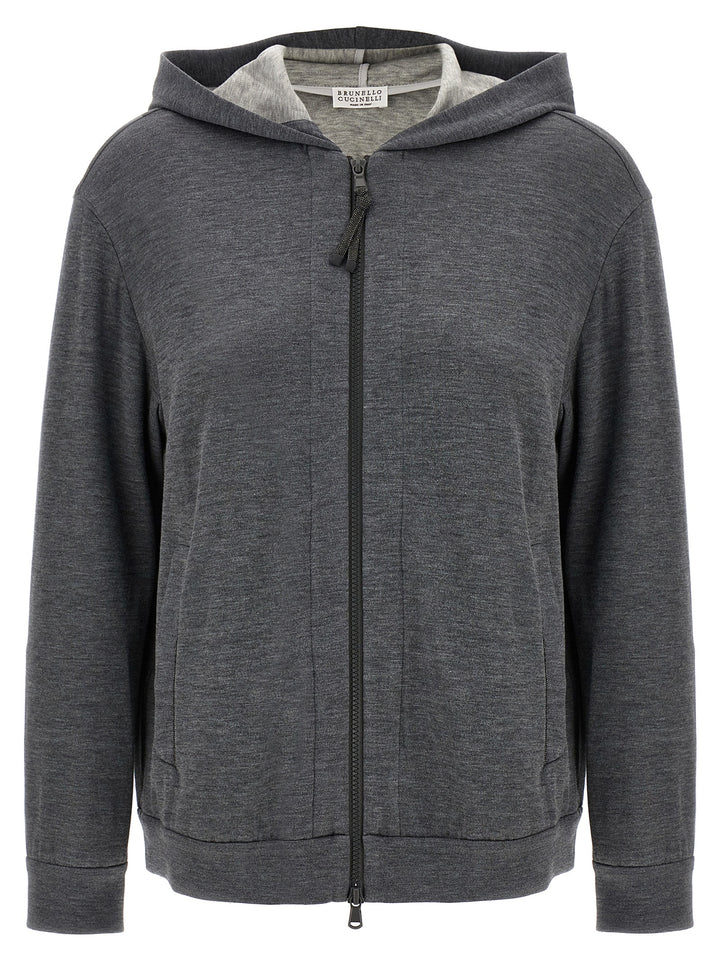 Brunello Cucinelli Precious Zipper Pull Sweatshirt - Gray | 5bc0d6e13263655472300a818a4825699665f4ff