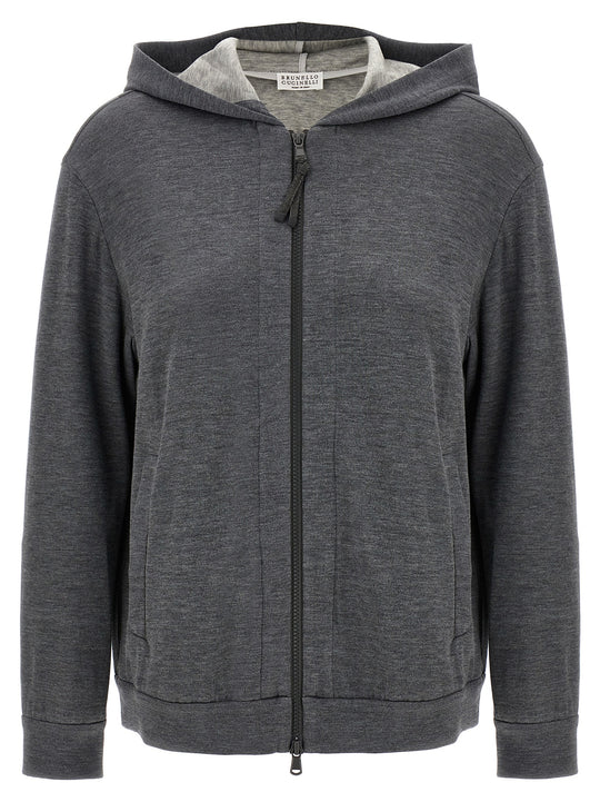 Precious Zipper Pull Sweatshirt Gray