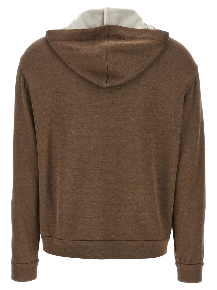 Brunello Cucinelli Precious Zipper Pull Sweatshirt - Brown | 532d9b612deb0158e7c9b0b081c5959fe40f96f9
