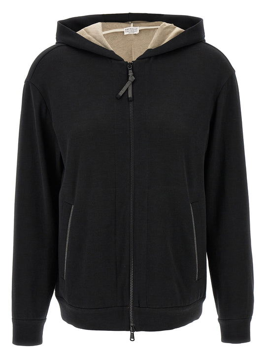 Precious Zipper Pull Sweatshirt Black
