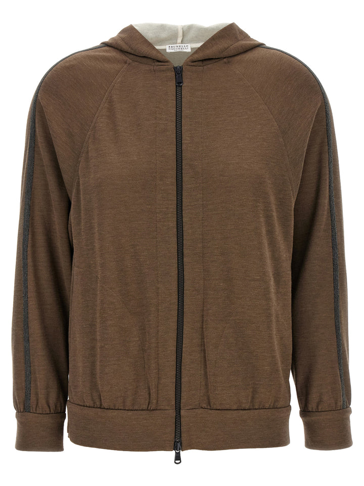 Brunello Cucinelli Shiny Trims Sweatshirt - Brown | 736f91c285a24e2918e252a5d3c774241aeab028