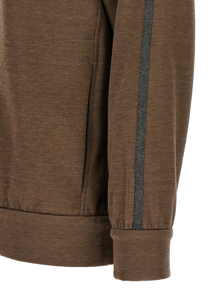 Brunello Cucinelli Shiny Trims Sweatshirt - Brown | 8c4c2396c893030fd7739c68b4b8acb94c7c53d8