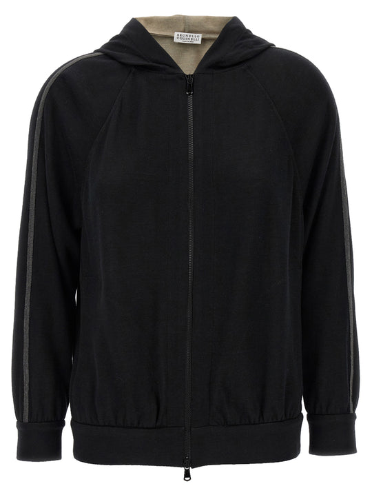 Shiny Trims Sweatshirt Black