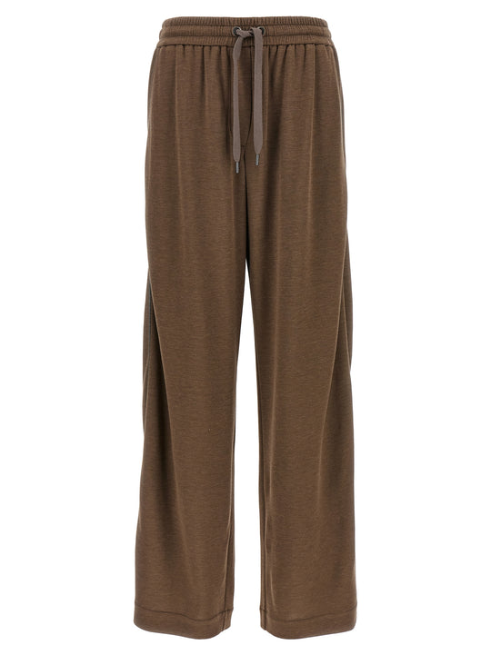 Shiny Trims Pants Brown