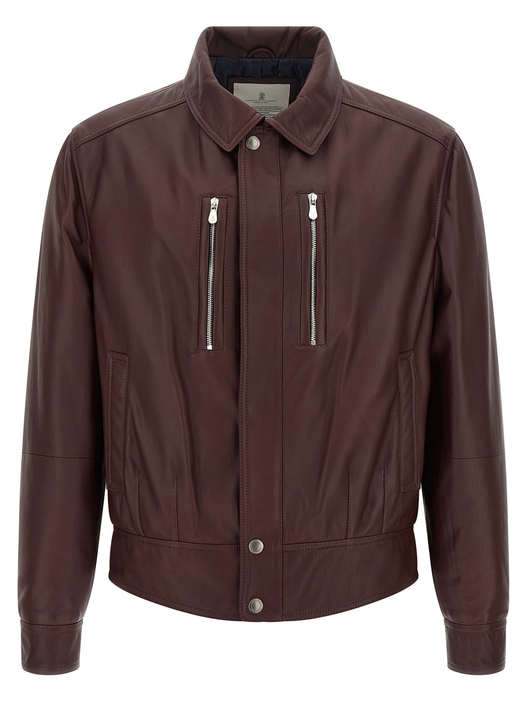 Brunello Cucinelli Biker Nappa Texture Puffer Jackets - Bordeaux | 63f57ef80b5b49b99038cb2b00d58cd428405395