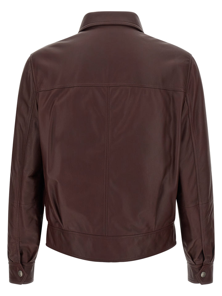 Brunello Cucinelli Biker Nappa Texture Puffer Jackets - Bordeaux | 249a1422ce32fbf4d9635803ff6ea62f1848fd2d