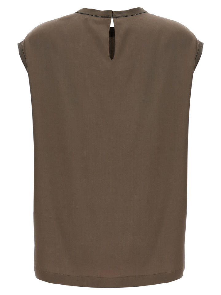 Brunello Cucinelli Monile Satin T-shirt - Brown | cef236f3f3e7e5344443fff3217c1d8e5e87fe9e