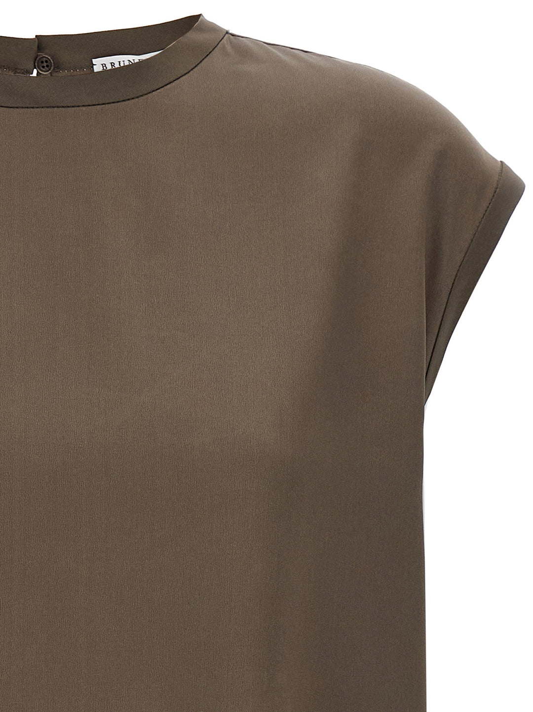 Brunello Cucinelli Monile Satin T-shirt - Brown | 36b3ddd0df991901452e60bde212c565fe3582f9