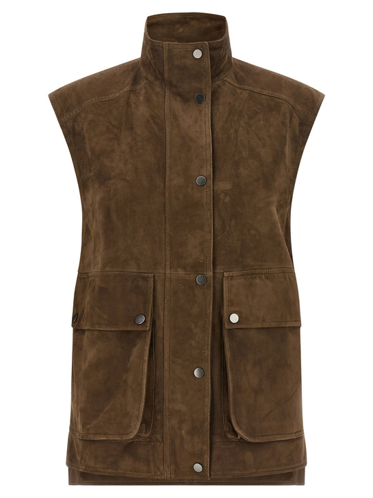 Couture Suede Vest Gilet Brown