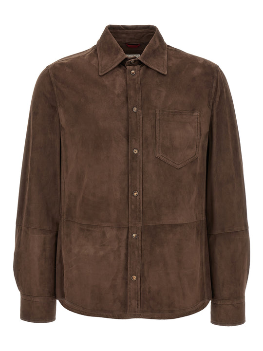 Suede Overshirt Shirt And Blouse Brown