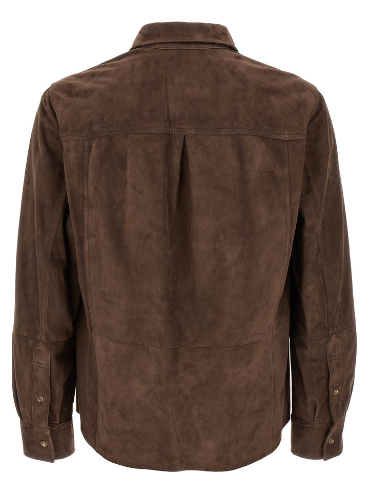 Brunello Cucinelli Suede Overshirt Shirt and Blouse - Brown | fdfabb02894345800fc385b78254ec363d6166c8